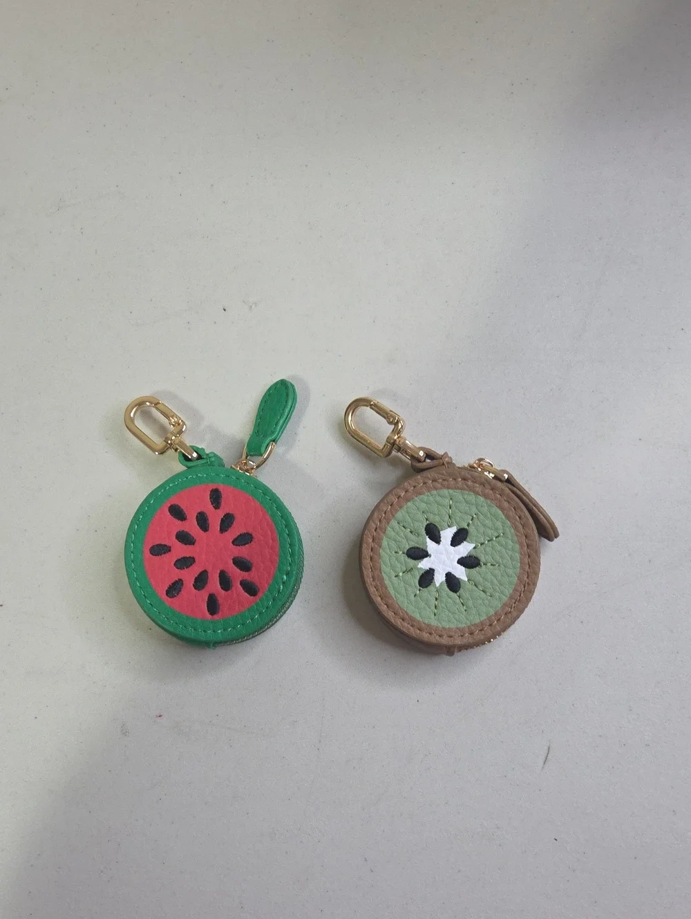 Fruit Slice Coin Pouch Keychain - Green & Brown
